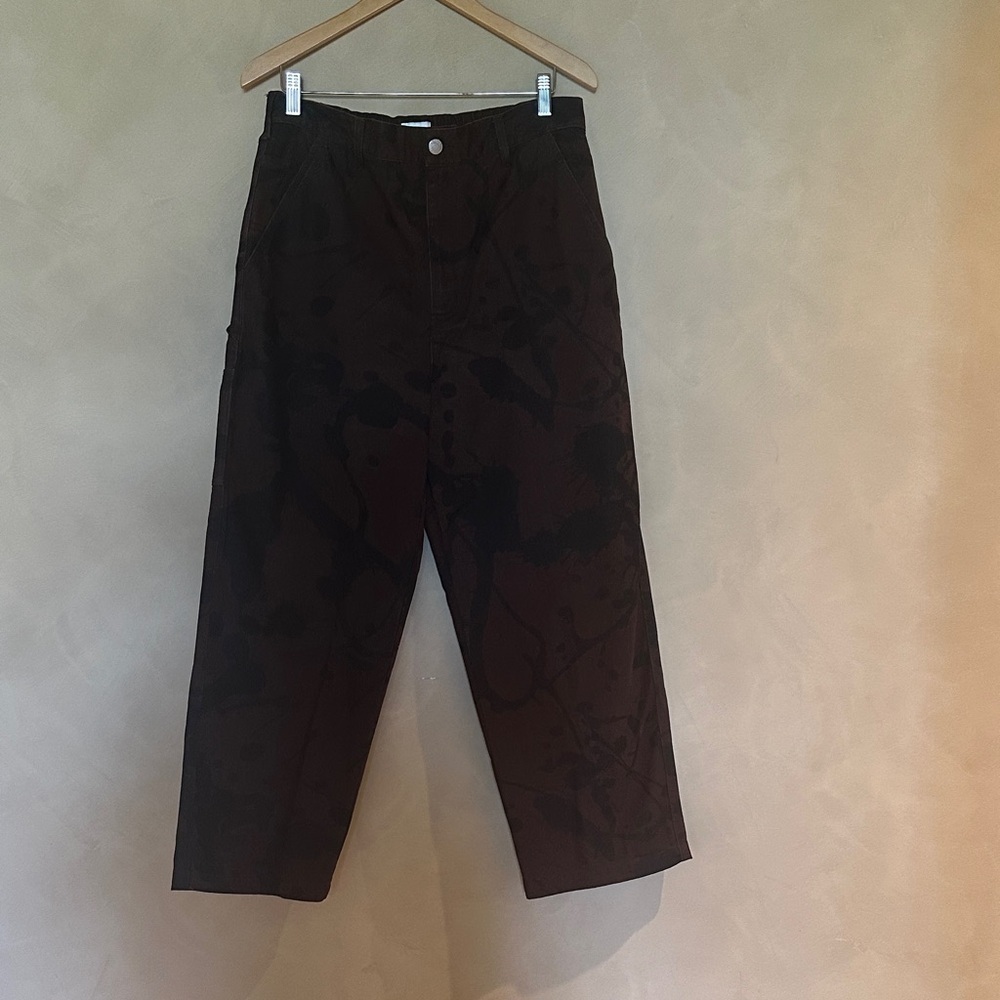 Obey  Womens Brighton Carpenter Pants Java Brown Multi print Size 32/14